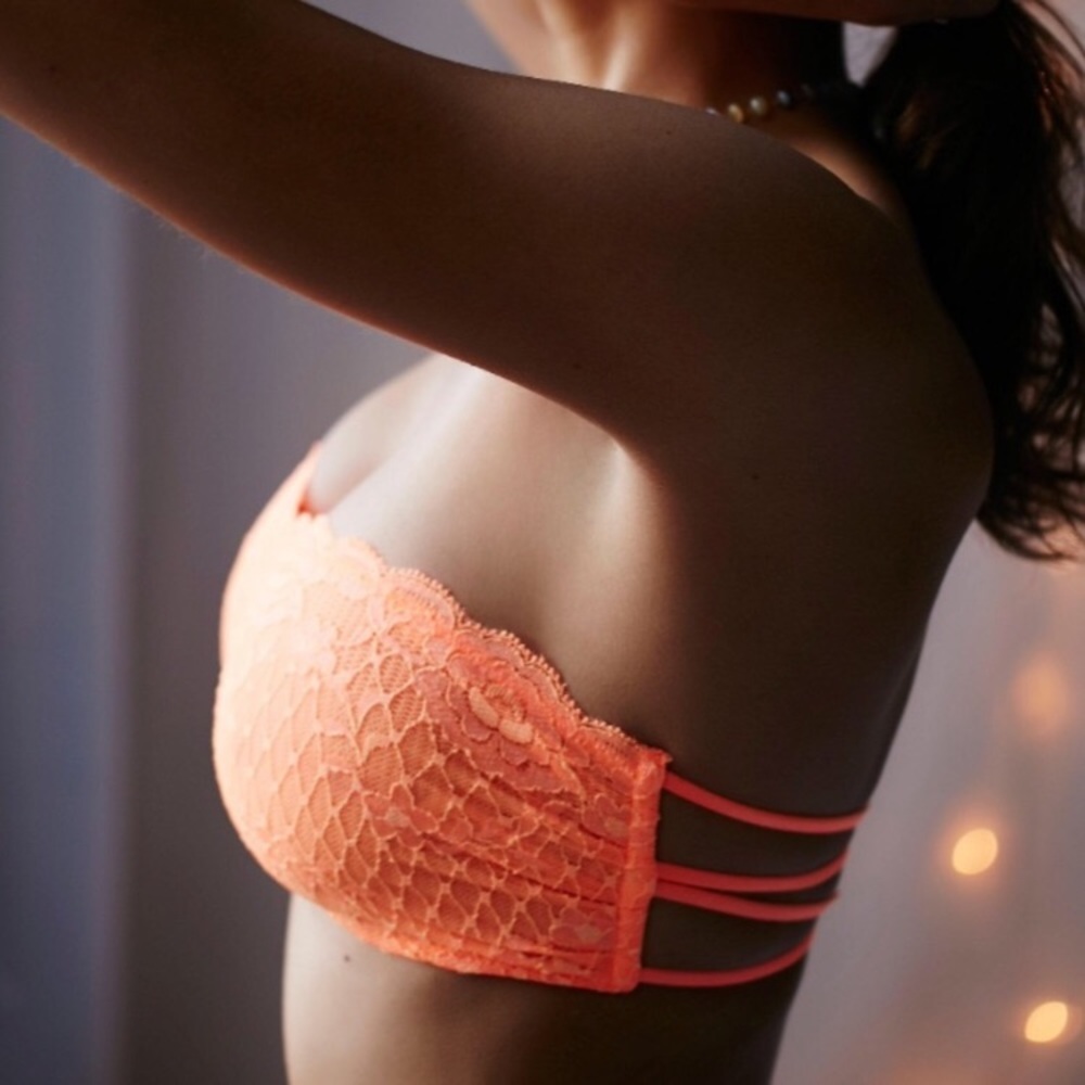 Dark maroon lace bandeau with strappy back